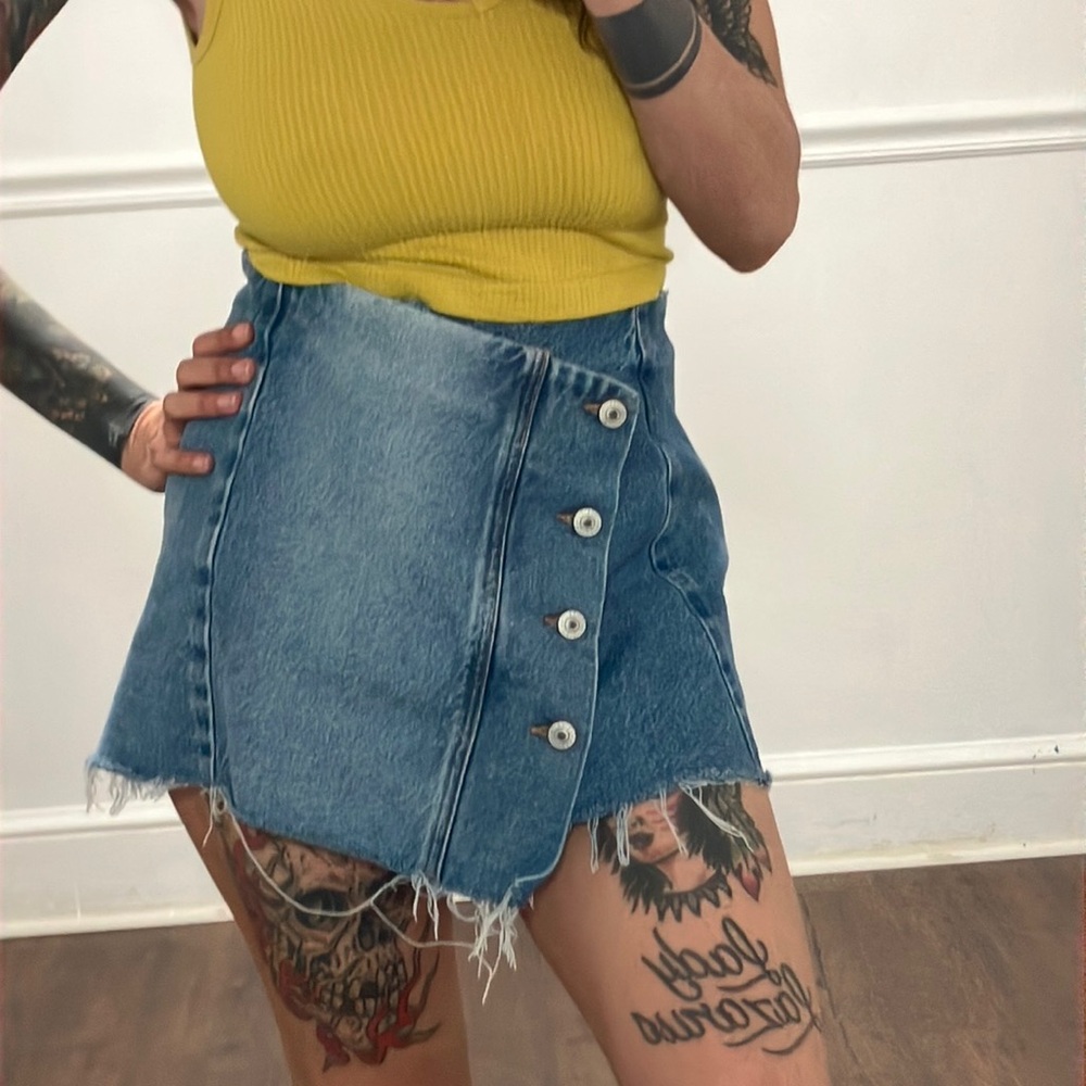 Asymmetrical Denim Skirt